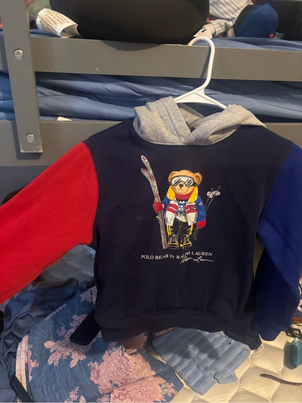 Polo by Ralph Lauren Colorblock Polo Bear Hoodie in Navy, Red & Blue